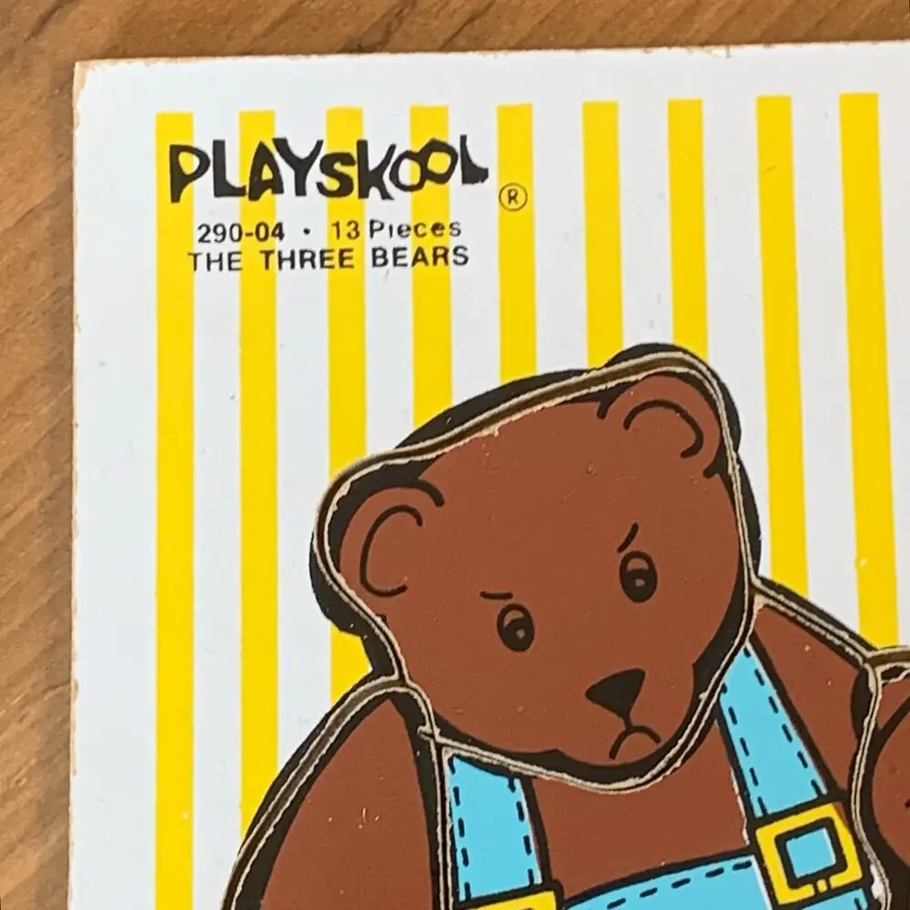 Playskool Wood Tray Puzzle #290-04 The Three Bears 13 Pieces Vintage USA